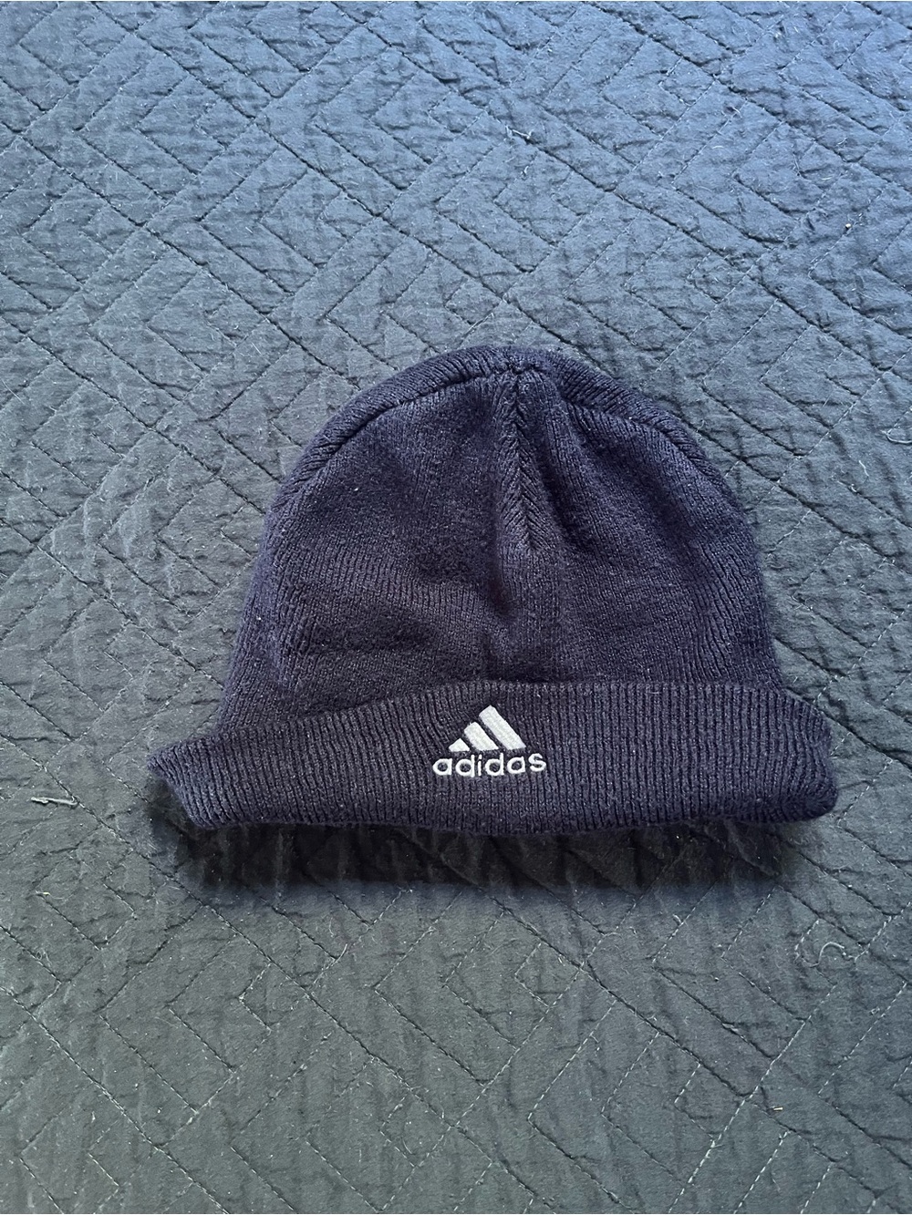 adidas Black Beanie Hat with White Logo